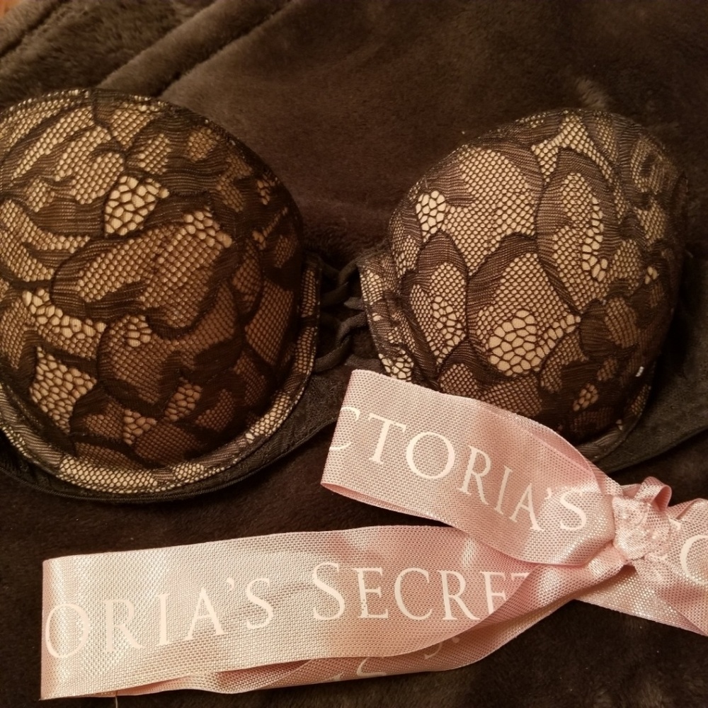 Victoria's Secret Black Lace Strapless Bra